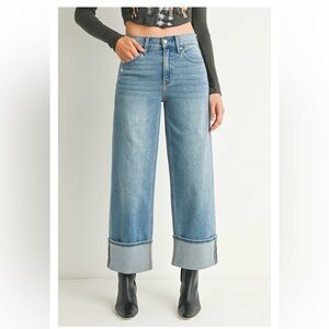 NWT Penny Lane Cuffed Slim Wide Leg Jeans